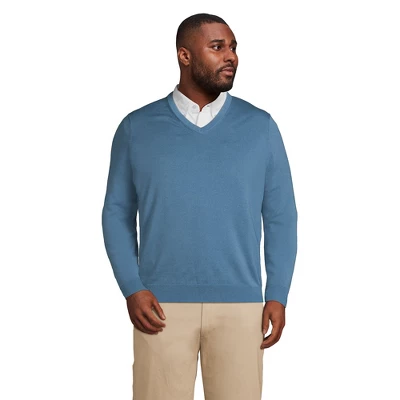 Lands' End Men's Classic Fit Fine Gauge Supima Cotton V-neck Sweater 9 Lands' End Men's Classic Fit Fine Gauge Supima Cotton V-neck Sweater - Image 9