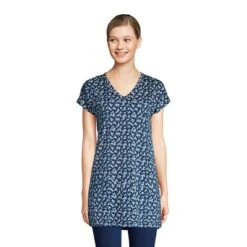 Lands' End Women's Short Sleeve Supima Cotton Xlong Vneck Tunic -Clothing store GUEST b904e859 fbb7 4383 ba39 503da400ee9f