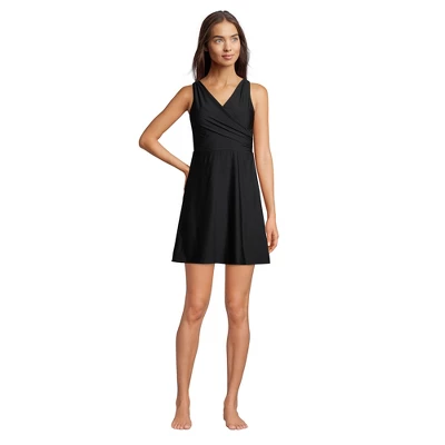 Lands' End Women's Chlorine Resistant Tummy Control Surplice Wrap Swim Dress One Piece Swimsuit 2 Lands' End Women's Chlorine Resistant Tummy Control Surplice Wrap Swim Dress One Piece Swimsuit - Image 2