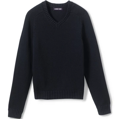 Lands' End School Uniform Kids Cotton Modal V-neck Sweater 4 Lands' End School Uniform Kids Cotton Modal V-neck Sweater - Image 4