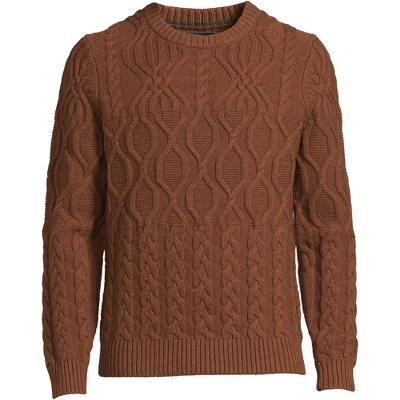 Lands' End Men's Lambswool Cable Crewneck 3 Lands' End Men's Lambswool Cable Crewneck - Image 3
