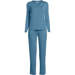 Lands' End Women's Cooling 2 Piece Pajama Set - Long Sleeve Crossover Top And Pants -Clothing store GUEST c3a25b1a b494 4c6a 8a44 775a6316d29c