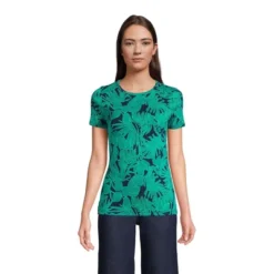 Lands' End Women's Cotton Rib Short Sleeve Crewneck T-shirt -Clothing store GUEST c3acb623 aeed 4e85 aa7e 84bedd642314