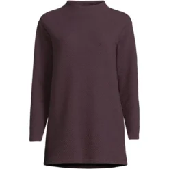 Lands' End Women's Long Sleeve Textured Pique Funnel Neck Tunic -Clothing store GUEST c7b78e92 7df6 4dc6 ac75 1615c4dfcca6