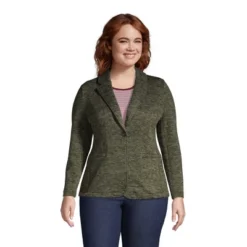 Lands' End Women's Sweater Fleece Blazer Jacket - The Blazer -Clothing store GUEST cbc2e436 01d2 4186 b179 57f3c4d99eb9