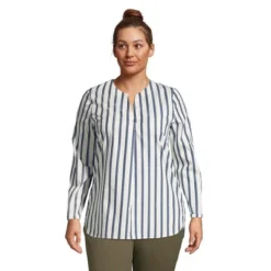 Lands' End Women's Wrinkle Free No Iron Split Neck Soft Tunic Top -Clothing store GUEST cd3fe1ac 7449 45b9 a27b 0d68210217d0