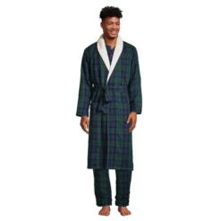 Lands' End Men's High Pile Fleece Lined Flannel Robe -Clothing store GUEST cd9ed7ce 5227 438b 9e2a 324fa41703a8