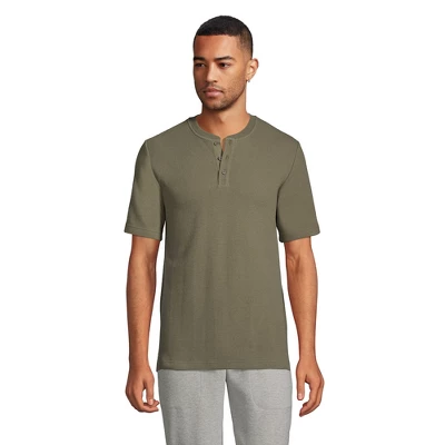 Lands' End Men's Waffle Short Sleeve Pajama Henley 5 Lands' End Men's Waffle Short Sleeve Pajama Henley - Image 5