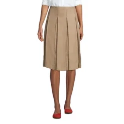 Lands' End Lands' End School Uniform Women's Solid Box Pleat Skirt Below The Knee