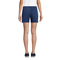 Lands' End Women's Starfish Mid Rise Pull On 7" Knit Denim Jean Shorts