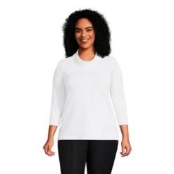 Lands' End Women's 3/4 Sleeve Light Weight Jersey Cowl Neck Top -Clothing store GUEST d57f2f30 8490 47a1 90f4 e41f7e496ae4