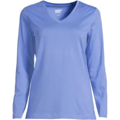 Lands' End Women's Relaxed Supima Cotton Long Sleeve V-Neck T-Shirt -Clothing store GUEST dc045305 c908 4467 91af 9692ac6ab2d7