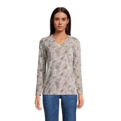 Lands' End Women's Relaxed Supima Cotton Long Sleeve V-Neck T-Shirt -Clothing store GUEST dc56be45 94a8 4185 900f 114cec4b9e82