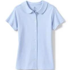 Lands' End School Uniform Girls Short Sleeve Button Front Peter Pan Collar Knit Shirt -Clothing store GUEST dce03cc0 11e3 4811 8592 9c6d6f3ce01d