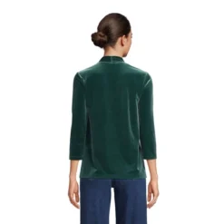 Lands' End Women's 3/4 Sleeve Velvet Top