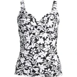Lands' End Women's Chlorine Resistant Tummy Control V-Neck Wrap Underwire Tankini Top Swimsuit -Clothing store GUEST e8b42561 12f4 430a 9402 4a0bf2abb79d