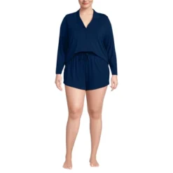 Lands' End Women's Cooling 3 Piece Pajama Set - Long Sleeve Top Cami And Shorts -Clothing store GUEST f1f49075 b985 4dc0 8f53 ded3d8dba974