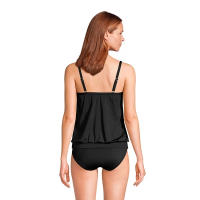 Lands' End Women's Blouson Tummy Hiding Tankini Top Swimsuit Adjustable Straps 1 Lands' End Women's Blouson Tummy Hiding Tankini Top Swimsuit Adjustable Straps