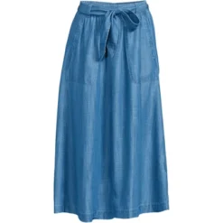 Lands' End Women's Tencel Tie Waist Midi Skirt -Clothing store GUEST f2fb98e8 83f0 4f12 b151 49fc2b72a010