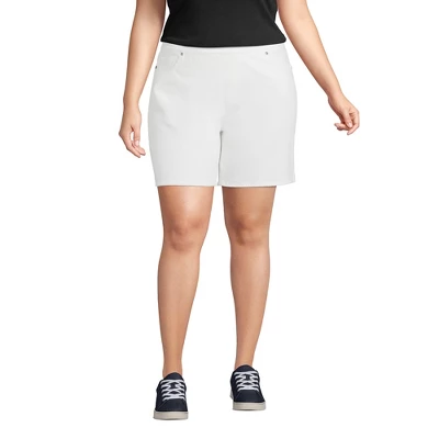 Lands' End Women's Starfish Mid Rise Pull On 7" Knit Denim Jean Shorts 4 Lands' End Women's Starfish Mid Rise Pull On 7" Knit Denim Jean Shorts - Image 4