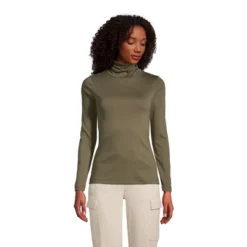 Lands' End Women's Supima Cotton Long Sleeve Turtleneck -Clothing store GUEST f41b2b5a 0101 41c0 ba25 1a2de0b7443c