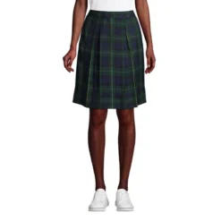 Lands' End School Uniform Women's Plaid Pleated Skort Top Of Knee