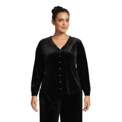 Lands' End Women's Long Sleeve Velvet Button Front Top 6 Lands' End Women's Long Sleeve Velvet Button Front Top -Clothing store GUEST f55c260a 486c 41a8 b08d 665559a3ff34