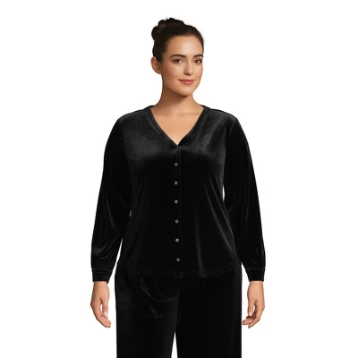 Lands' End Women's Long Sleeve Velvet Button Front Top 3 Lands' End Women's Long Sleeve Velvet Button Front Top - Image 3