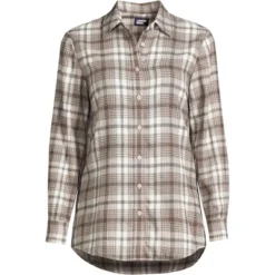 Lands' End Women's Tall Flannel Boyfriend Fit Long Sleeve Shirt -Clothing store GUEST f687b912 9970 43cc 9b50 9c60a19fbd41