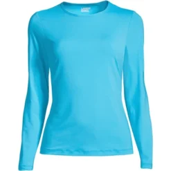 Lands' End Women's Long Crew Neck Long Sleeve Rash Guard UPF 50 Sun Protection Modest Swim Tee -Clothing store GUEST f9a1c405 25fc 4bef aa60 cf9cedb51617