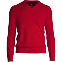 Lands' End Men's Fine Gauge Cashmere V-neck Sweater