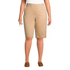 Lands' End Women's Plus Size Mid Rise Elastic Waist Pull On 12" Knockabout Chino Bermuda Shorts -Clothing store GUEST fdba59c1 a784 4bc8 91c2 227647e6bfed